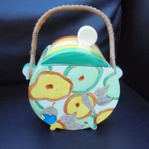 DSC07116 GREEN CHINTZ Bon Jour shape biscuit barrel (Ref CC 1906)